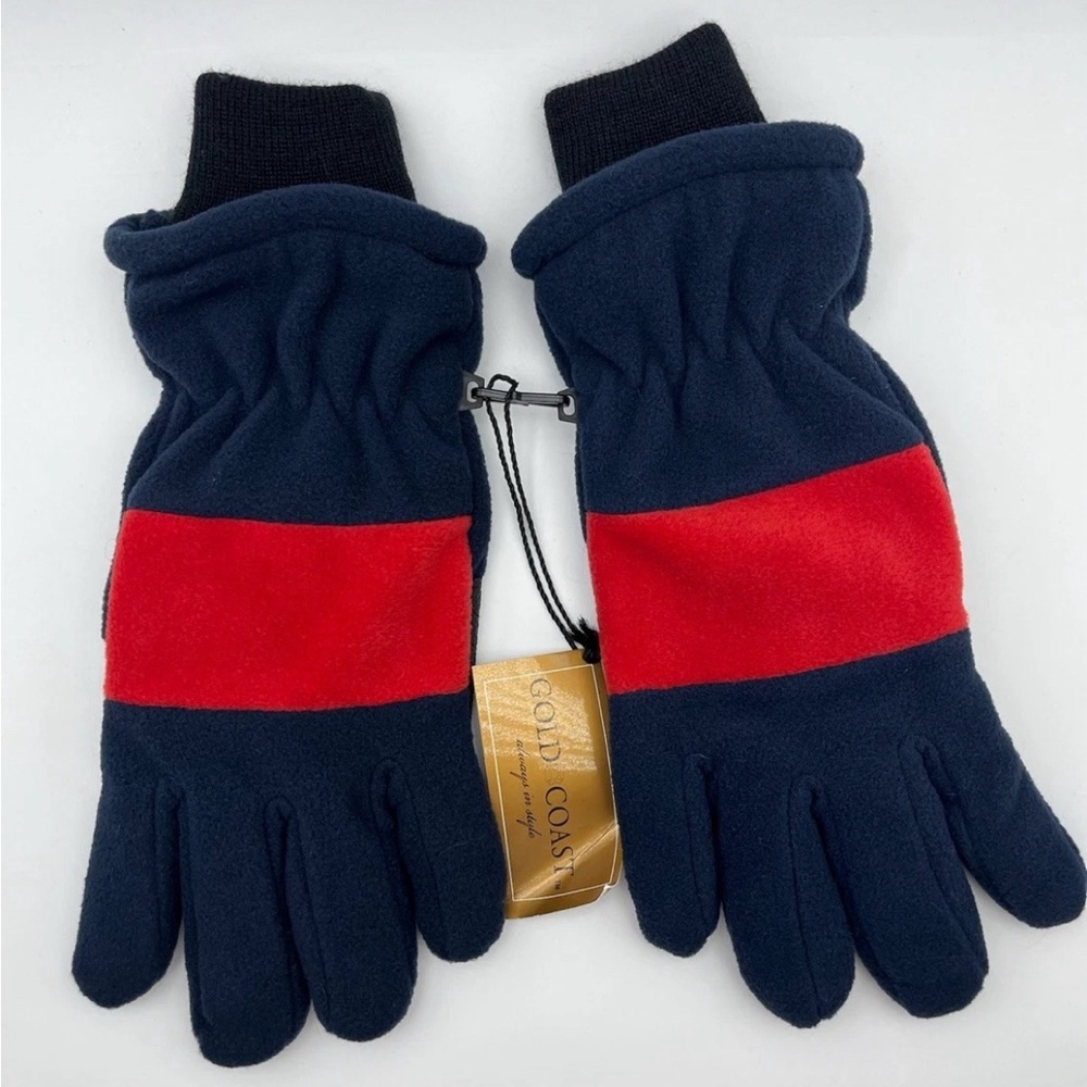 VTG Gold Coast Adult Gloves Navy Red / Blue Stripe Winter Warm Outdoor - NWT